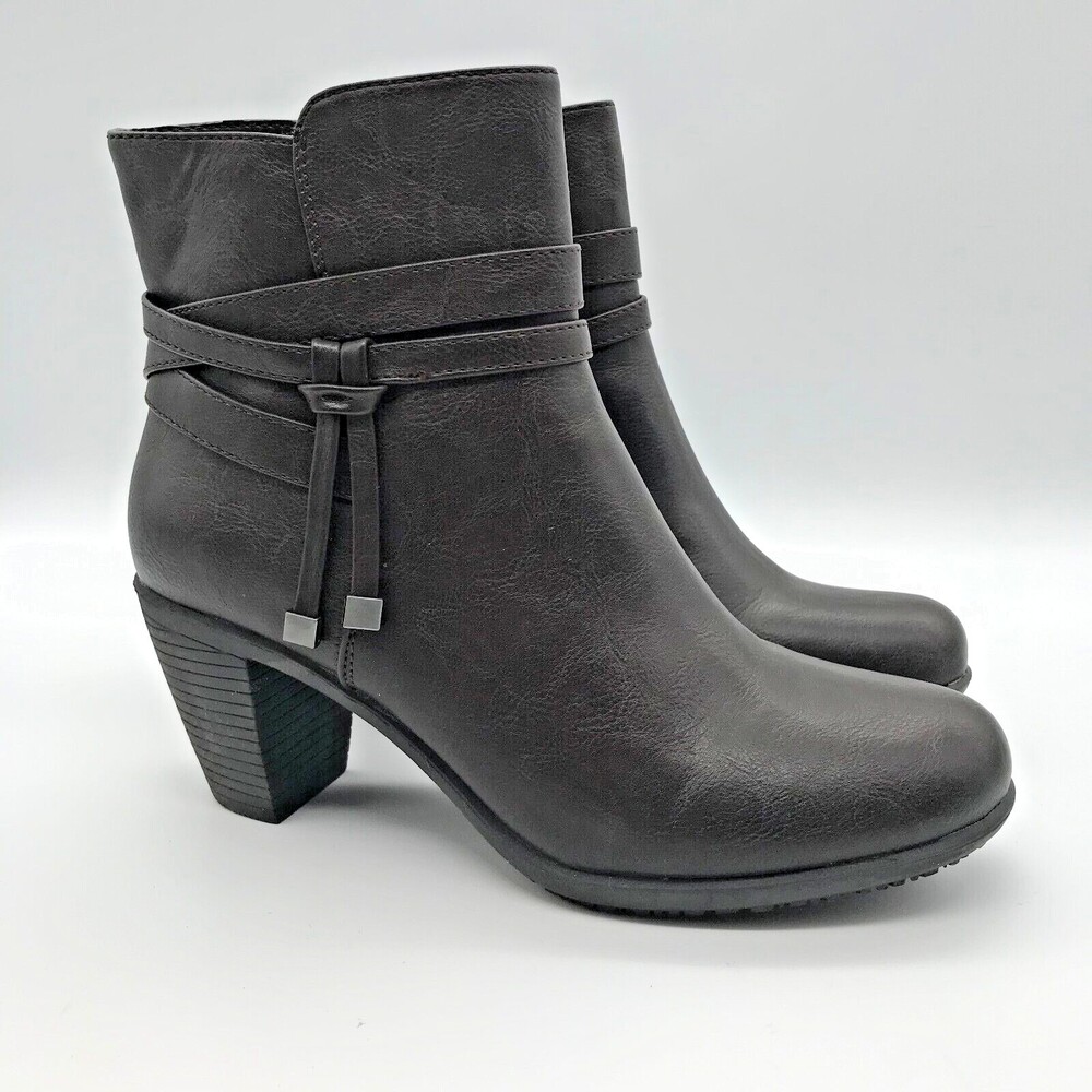 Madeline Girl Olga Ankle Booties Women's Size 8.5M Brown Faux Leather Heel Boots